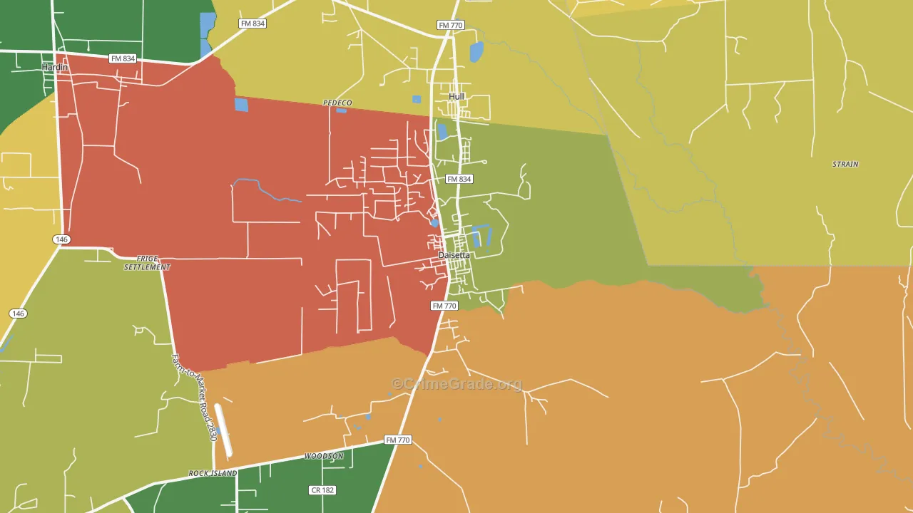 Daisetta, TX Map of Vandalism Rates