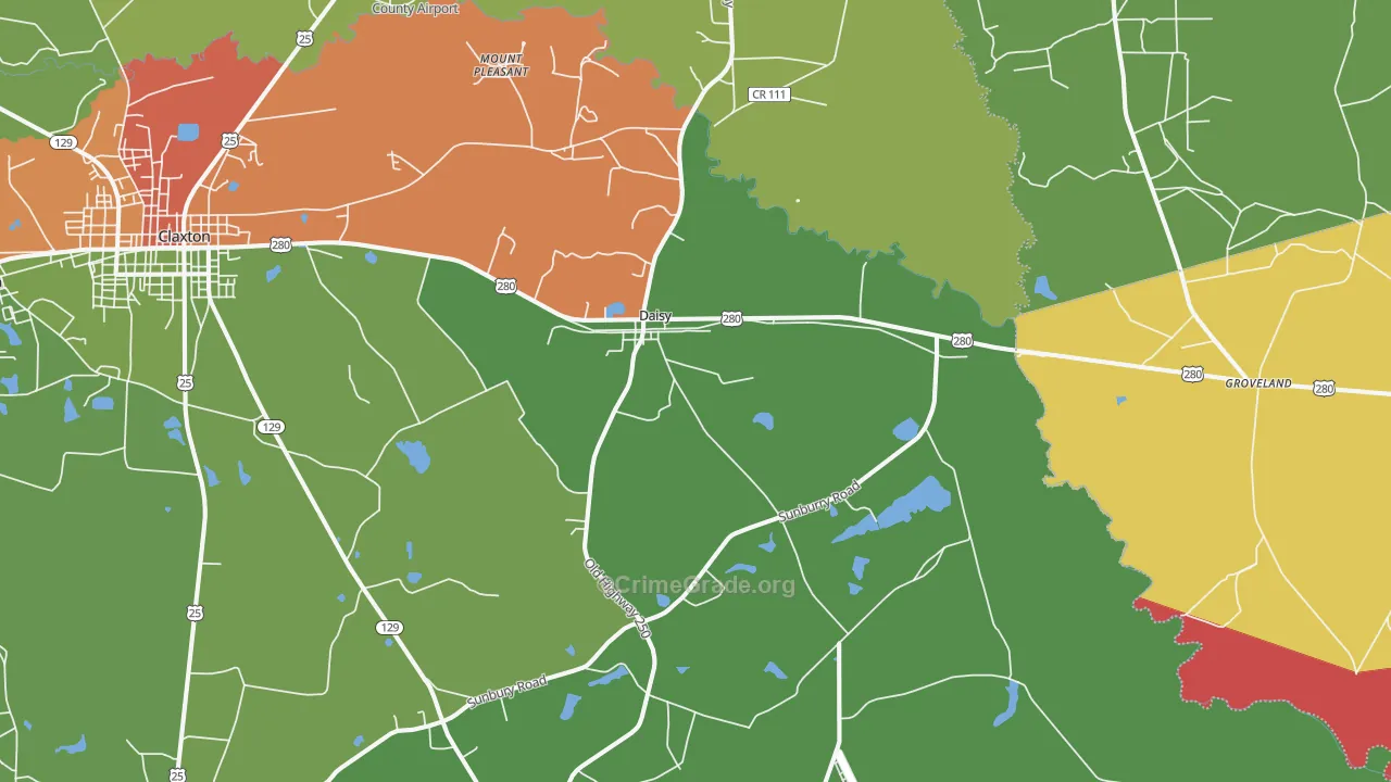 Daisy, GA Map of Vandalism Rates