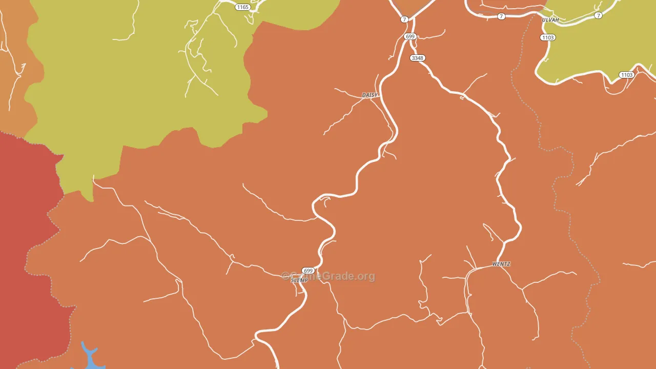 Daisy, KY Map of Vandalism Rates