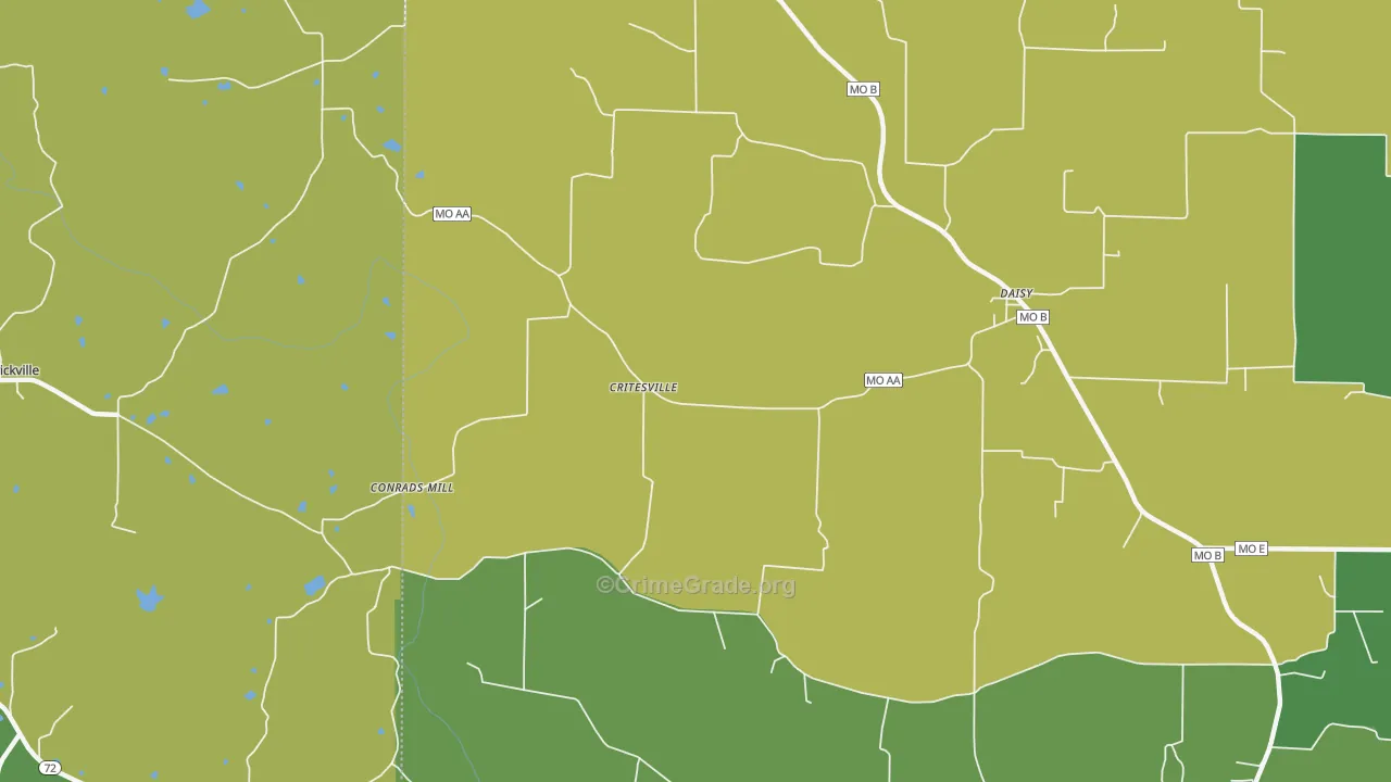 Daisy, MO Map of Vandalism Rates