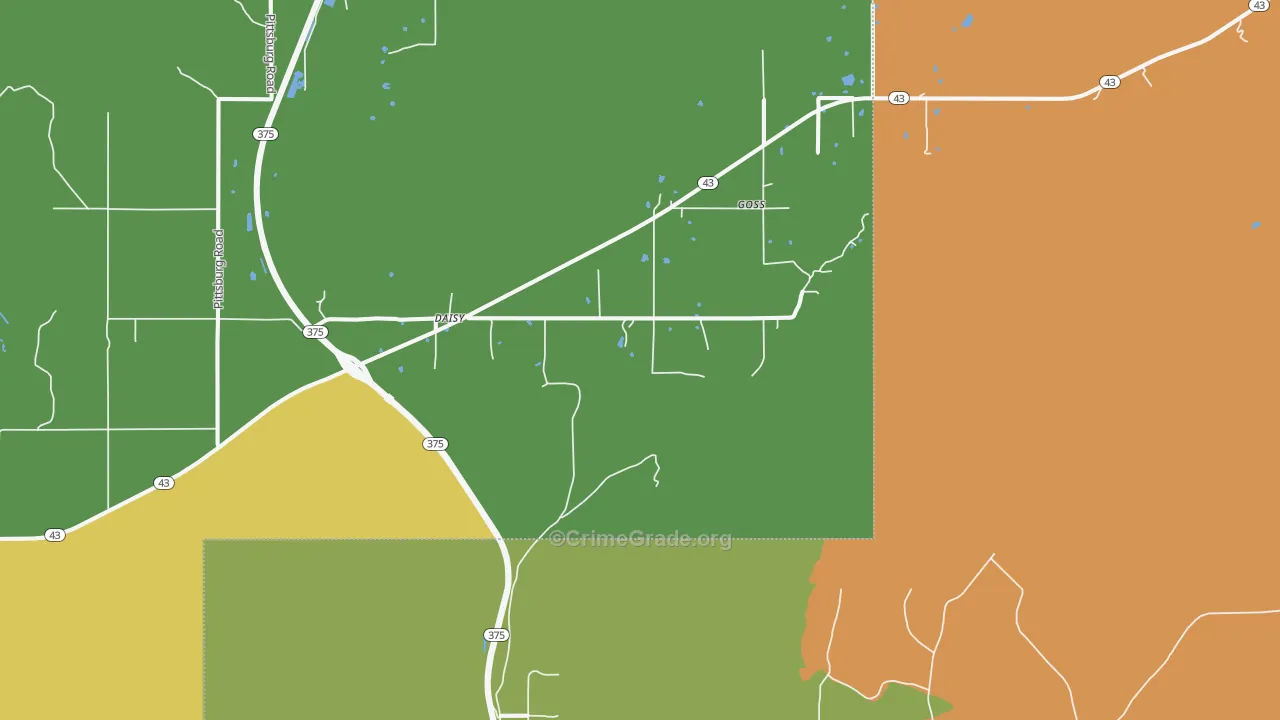 Daisy, OK Map of Vandalism Rates