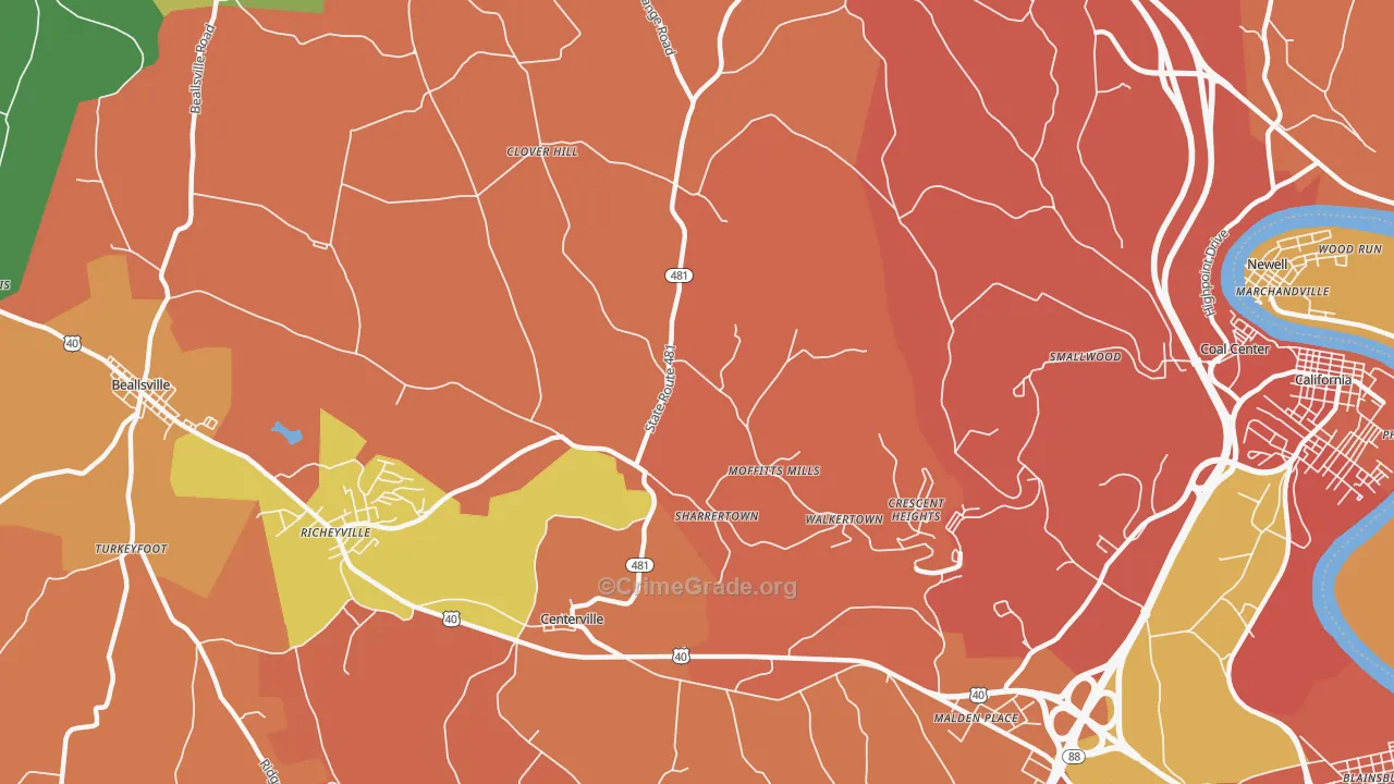 Daisytown, PA Map of Vandalism Rates
