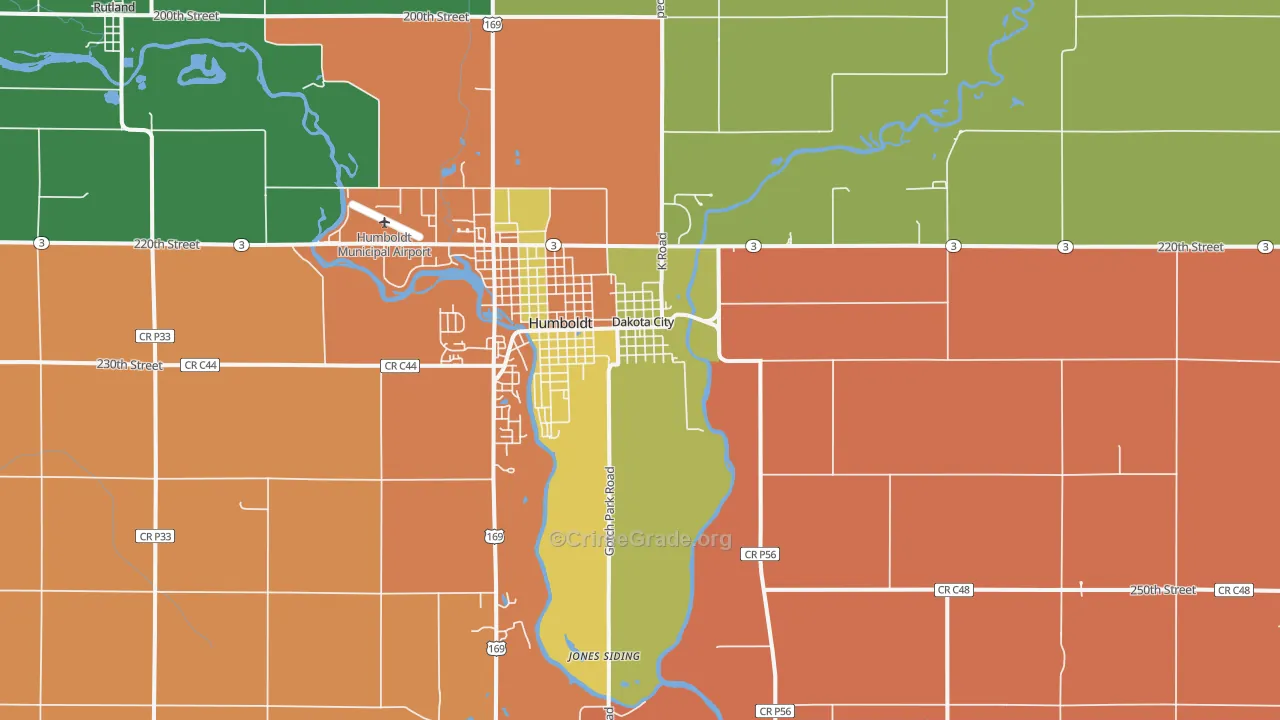 Dakota City, IA Map of Vandalism Rates