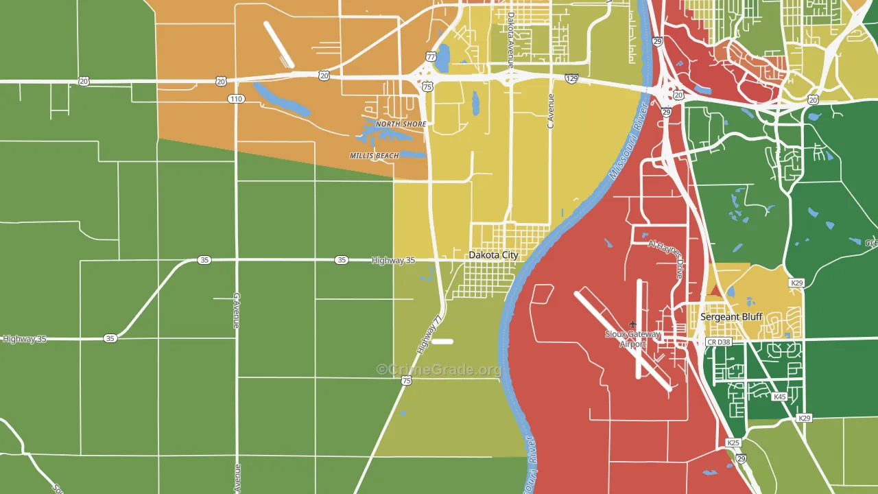 Dakota City, NE Map of Vandalism Rates