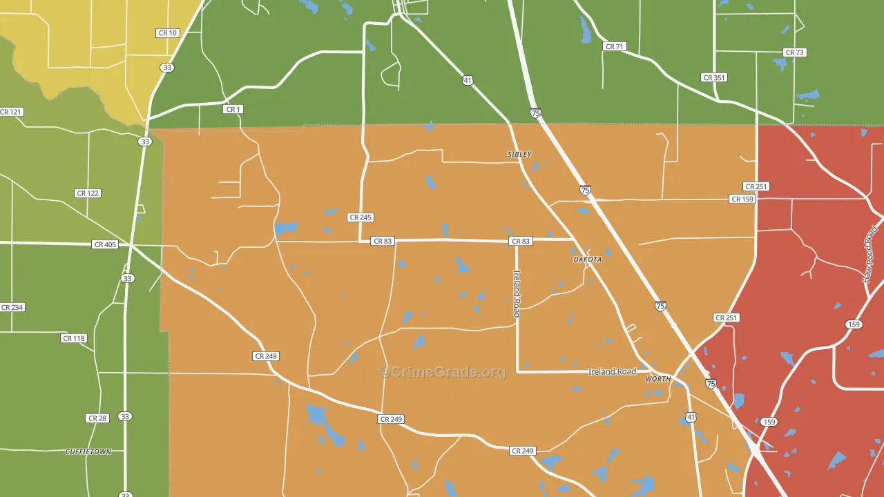 Dakota, GA Map of Vandalism Rates