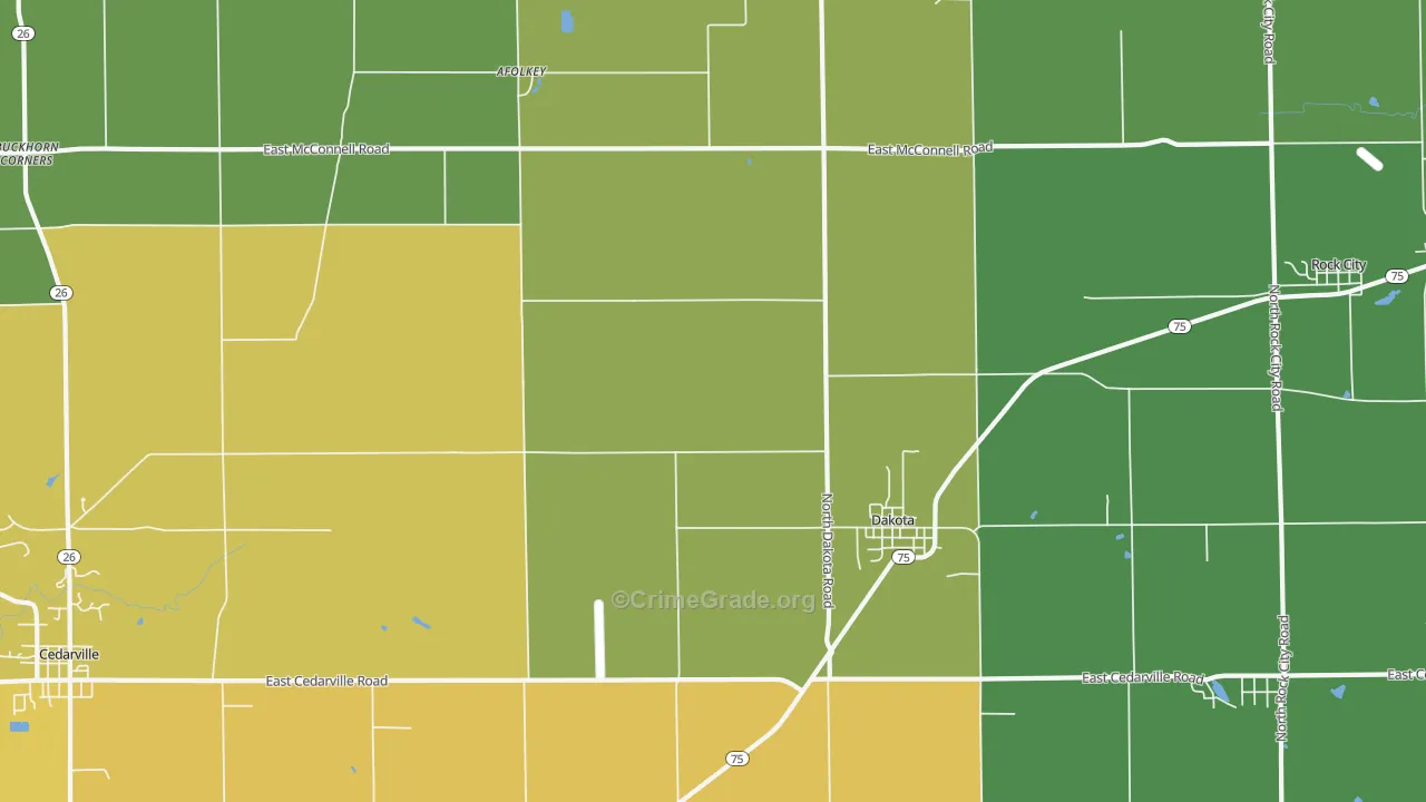 Dakota, IL Map of Vandalism Rates
