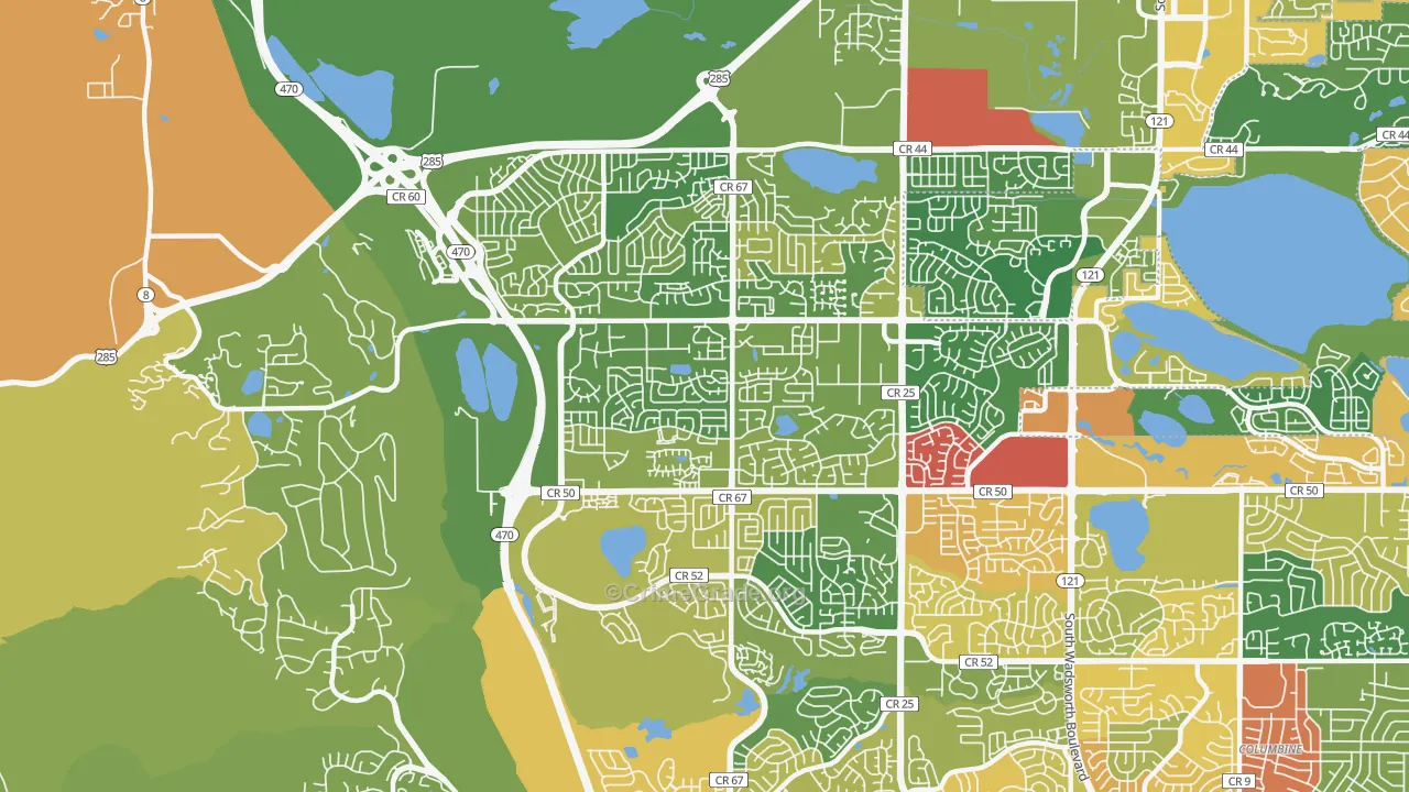 Dakota Ridge, CO Map of Vandalism Rates