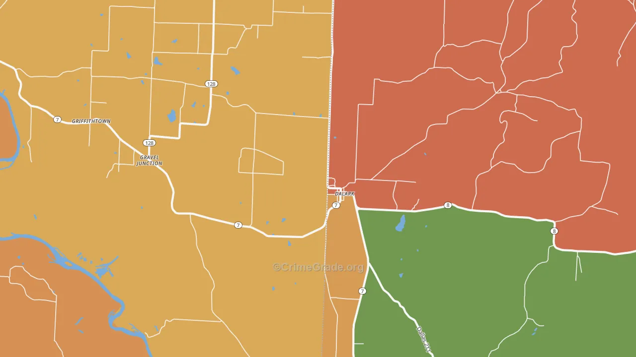 Dalark, AR Map of Vandalism Rates