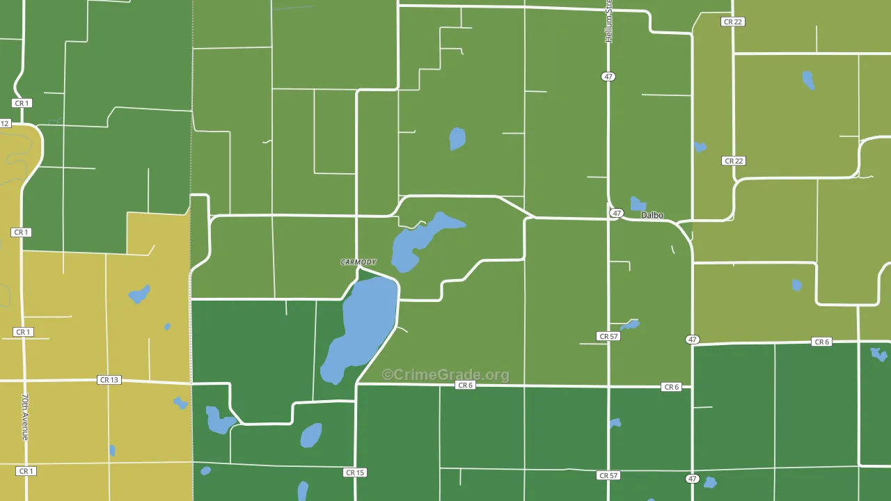Dalbo, MN Map of Vandalism Rates