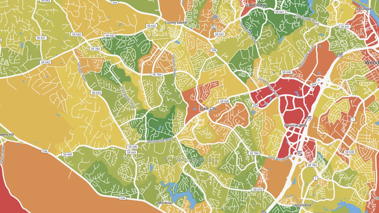 Dale City, VA Map of Vandalism Rates