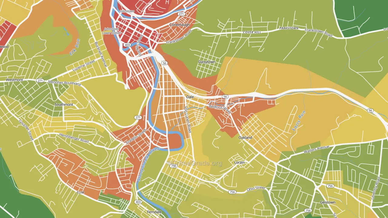 Dale, PA Map of Vandalism Rates