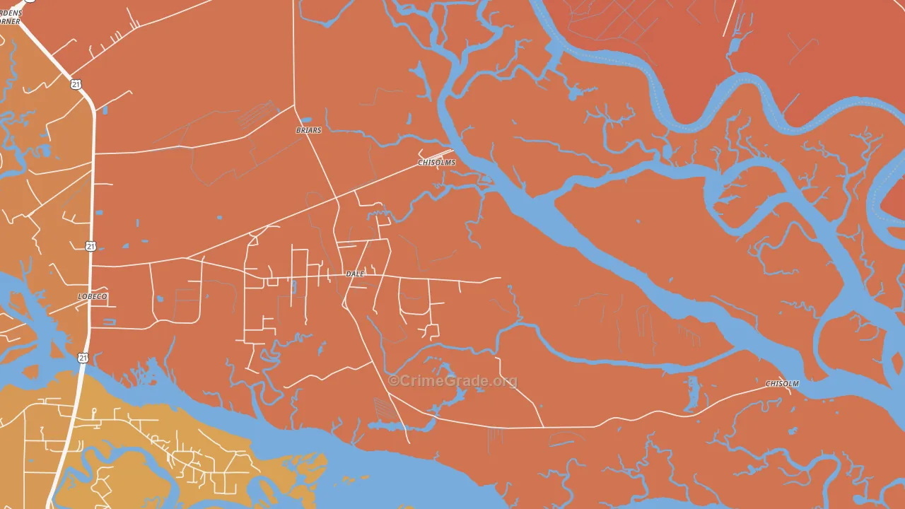 Dale, SC Map of Vandalism Rates