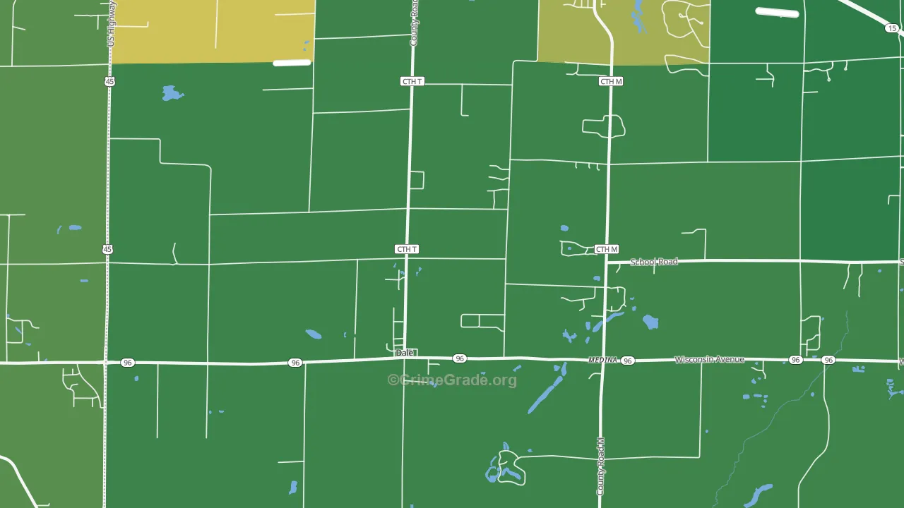 Dale, WI Map of Vandalism Rates