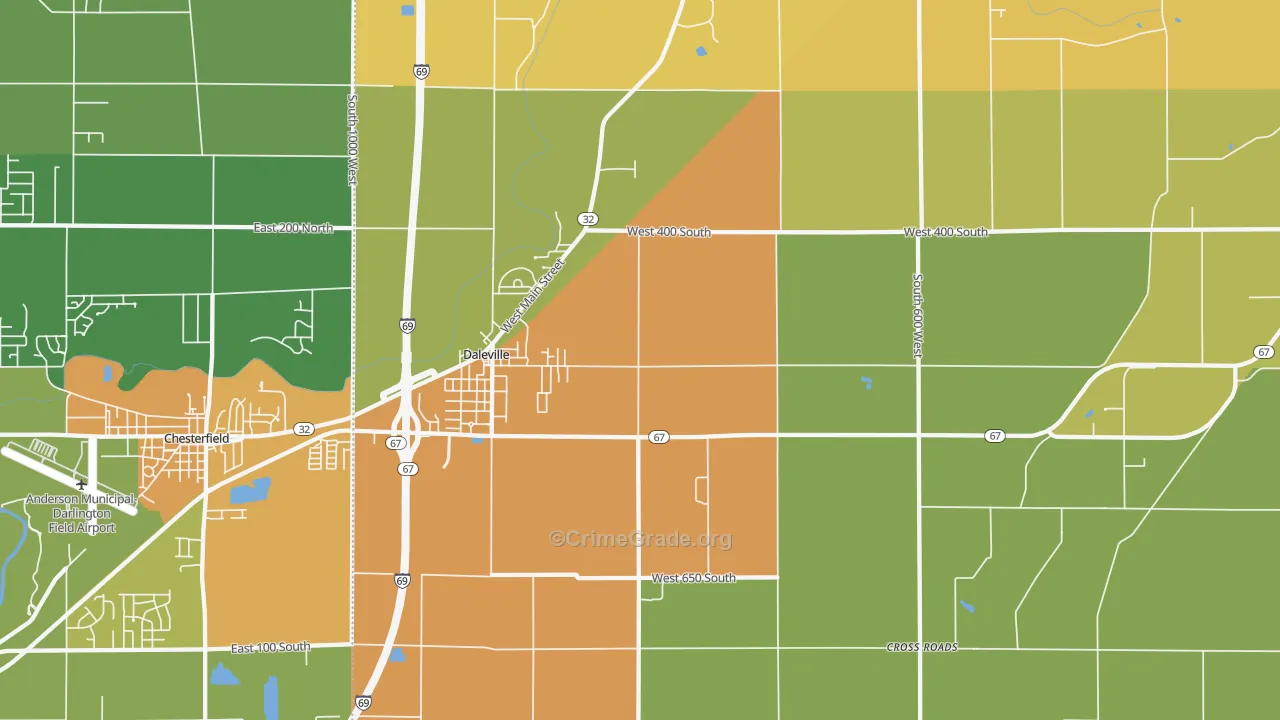 Daleville, IN Map of Vandalism Rates