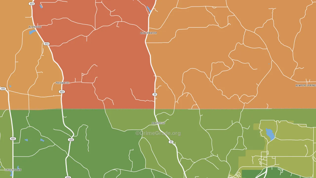Daleville, MS Map of Vandalism Rates