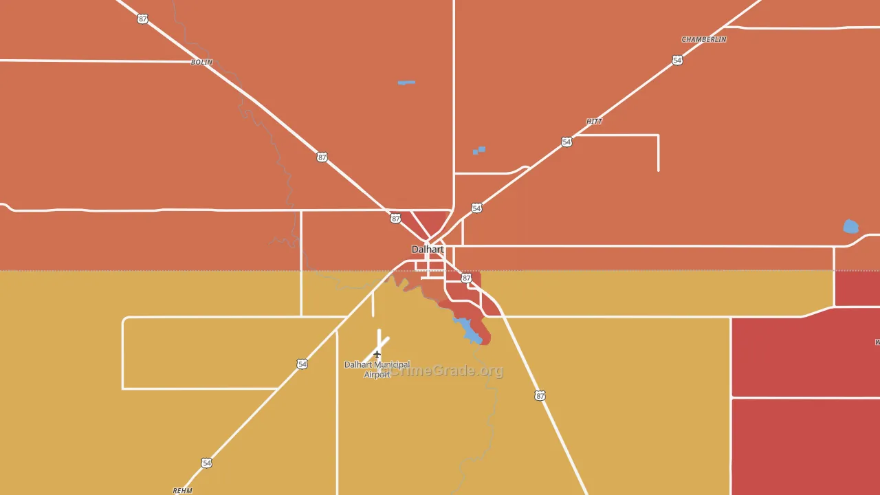 Dalhart, TX Map of Vandalism Rates
