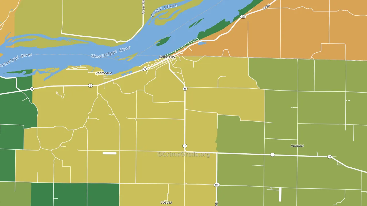 Dallas City, IL Map of Vandalism Rates