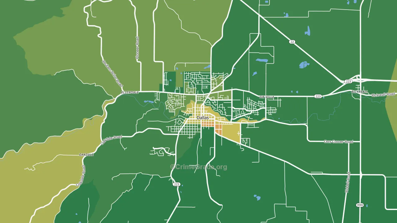 Dallas, OR Map of Vandalism Rates