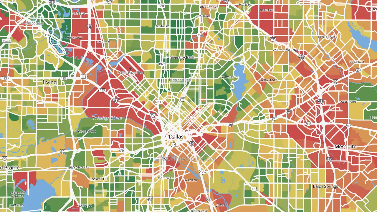 Dallas, TX Map of Vandalism Rates