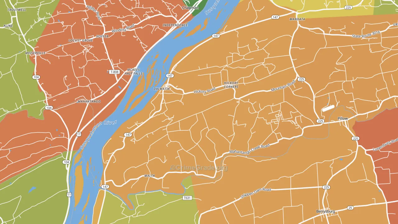 Dalmatia, PA Map of Vandalism Rates