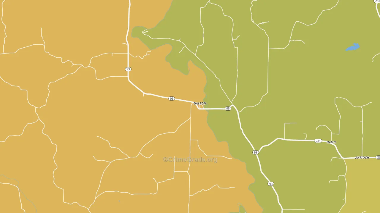 Dalton, AR Map of Vandalism Rates