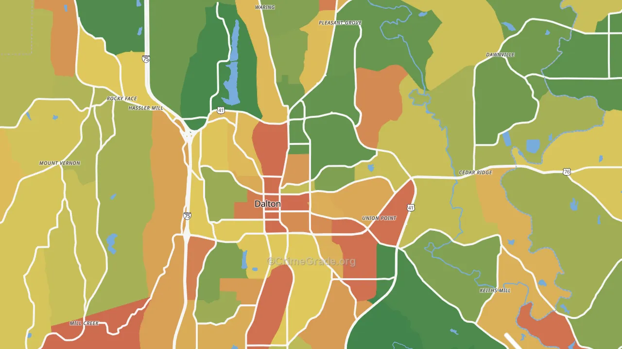 Dalton, GA Map of Vandalism Rates