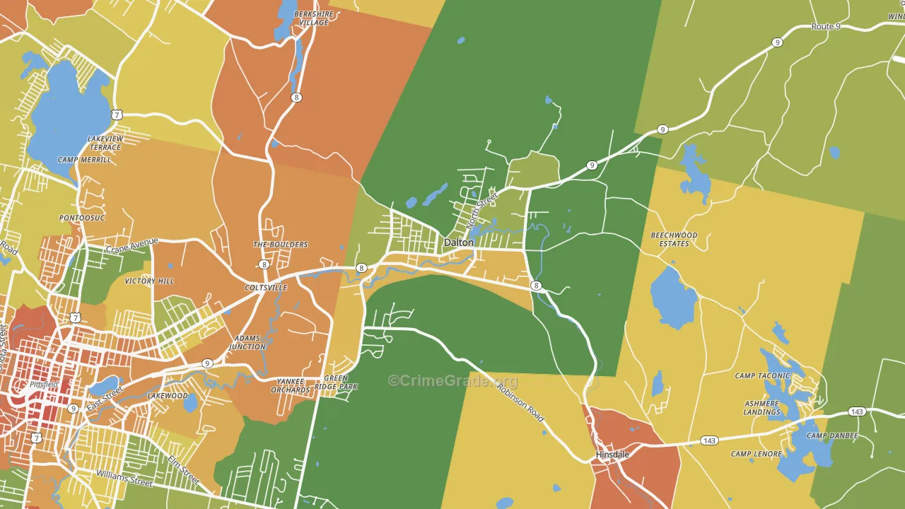 Dalton, MA Map of Vandalism Rates