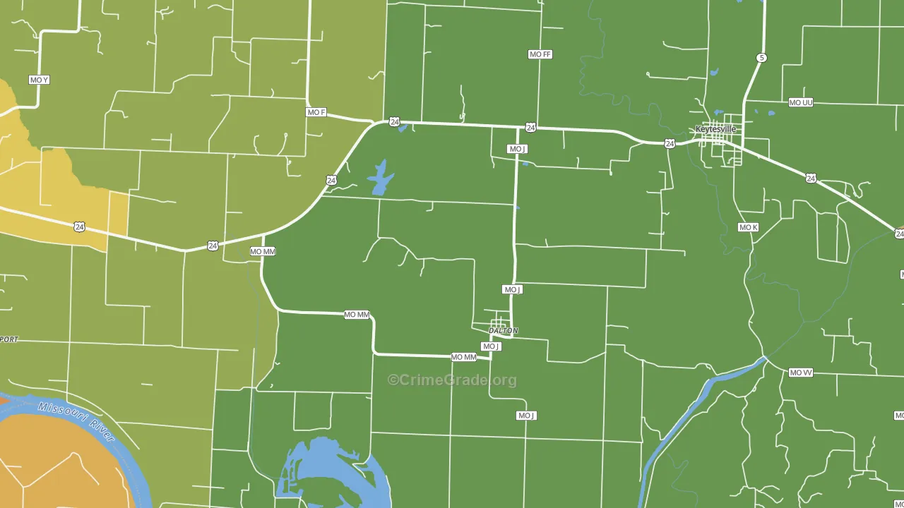Dalton, MO Map of Vandalism Rates