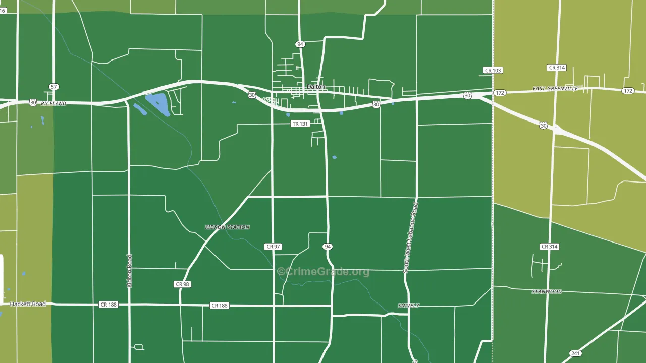 Dalton, OH Map of Vandalism Rates