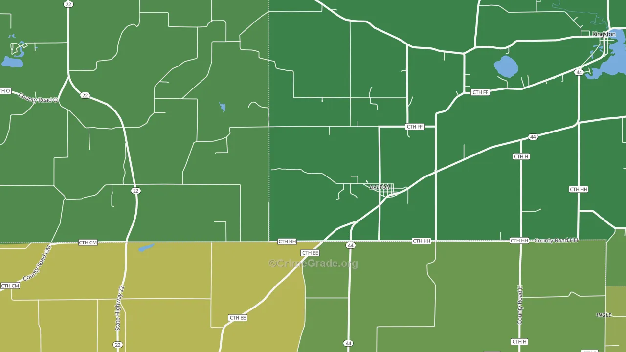Dalton, WI Map of Vandalism Rates