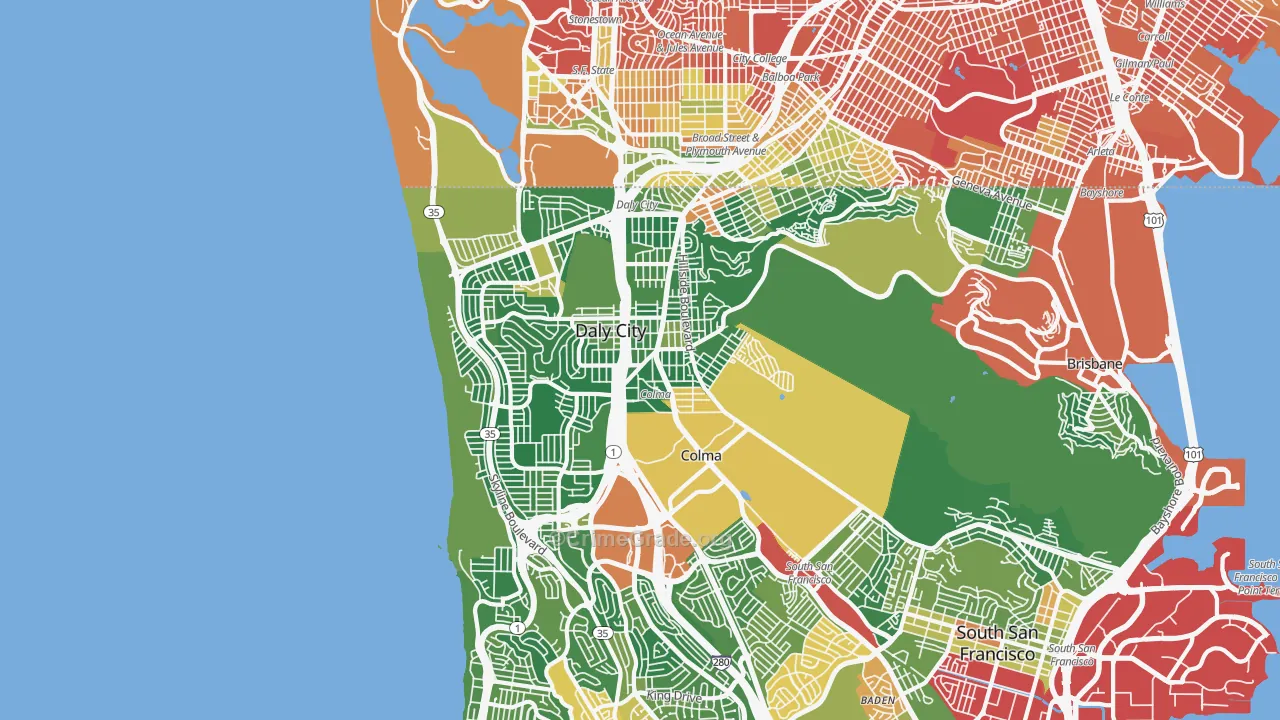 Daly City, CA Map of Vandalism Rates