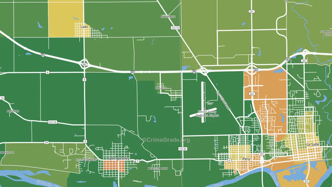Dalzell, IL Map of Vandalism Rates