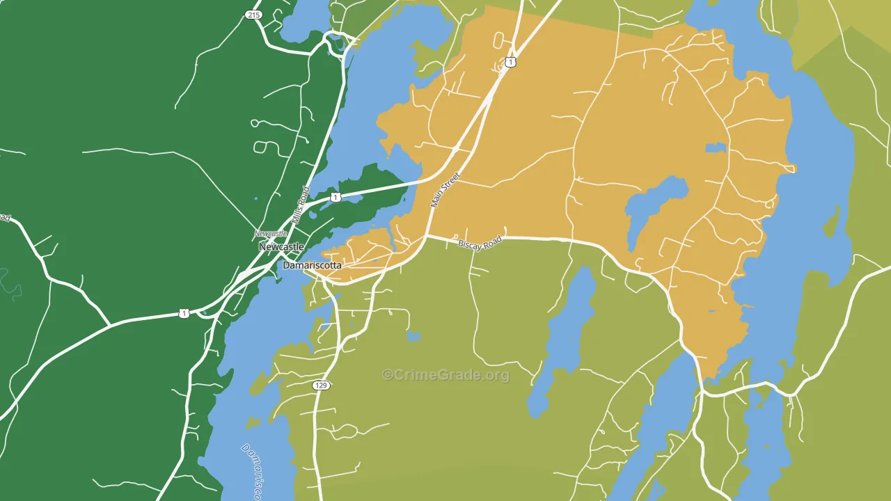 Damariscotta, ME Map of Vandalism Rates