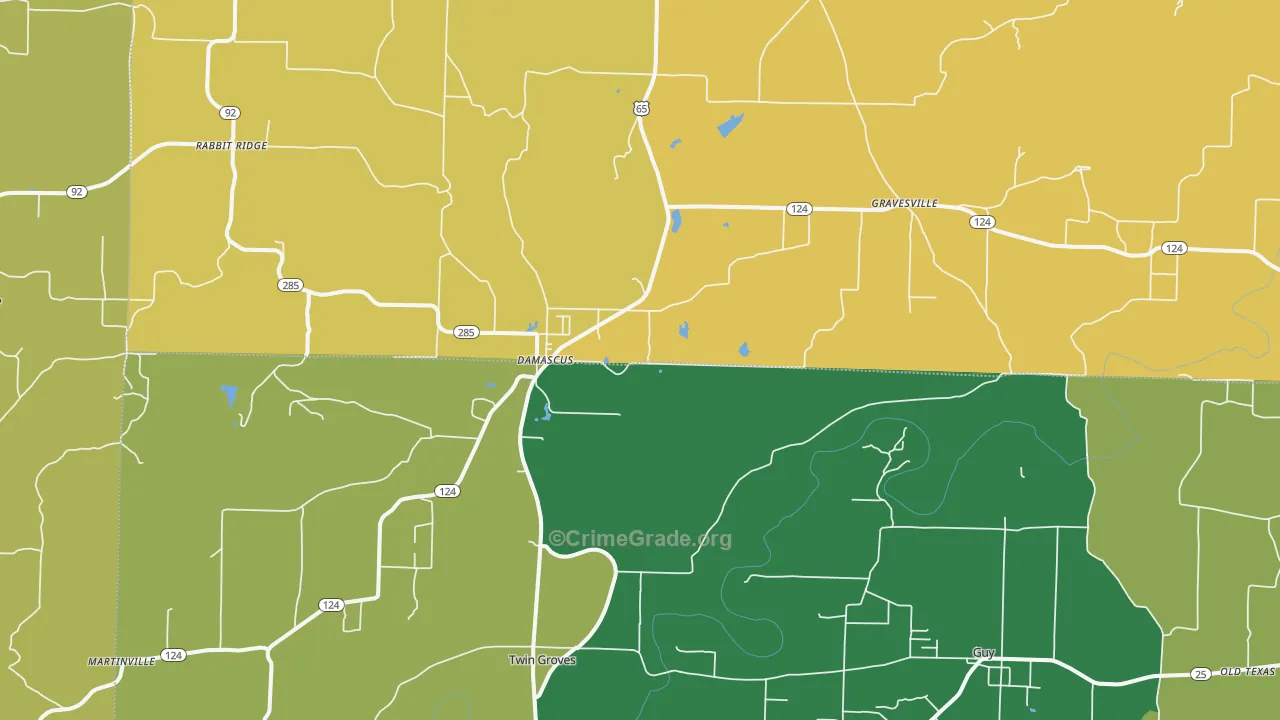 Damascus, AR Map of Vandalism Rates