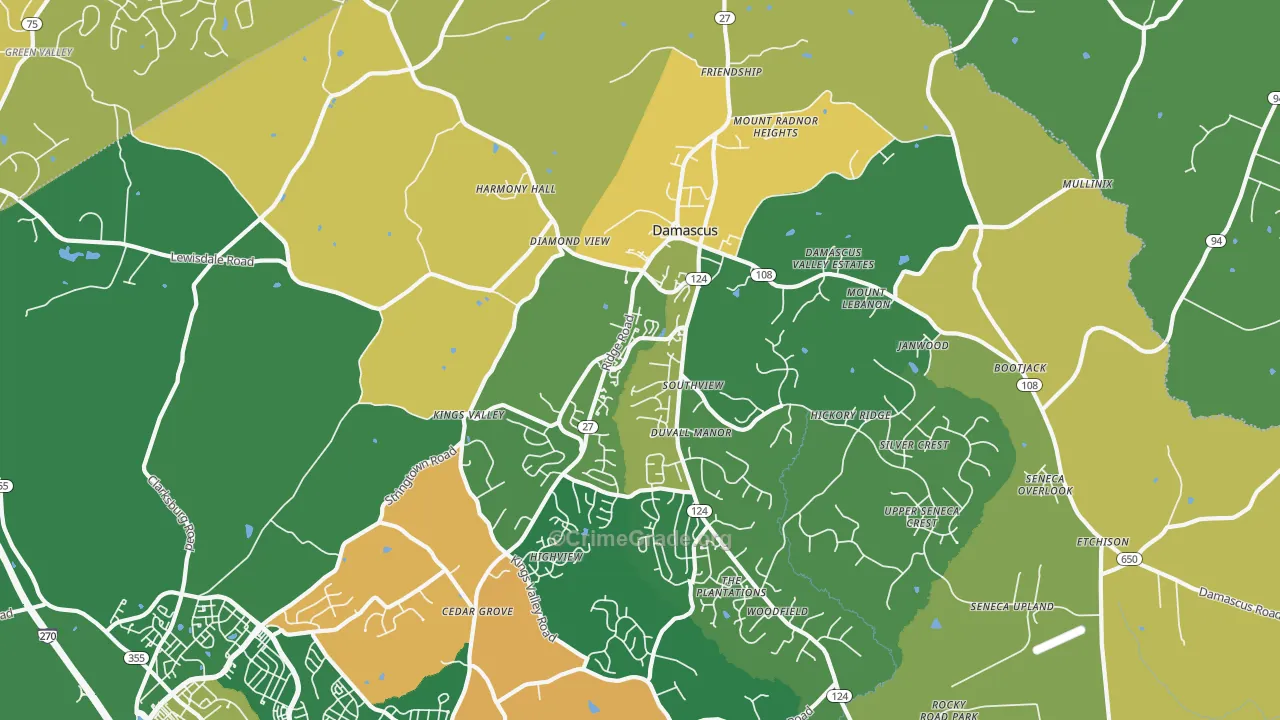 Damascus, MD Map of Vandalism Rates