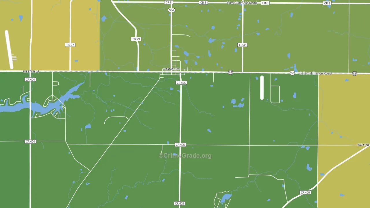 Damascus, OH Map of Vandalism Rates