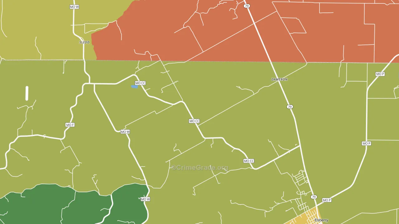 Dameron, MO Map of Vandalism Rates