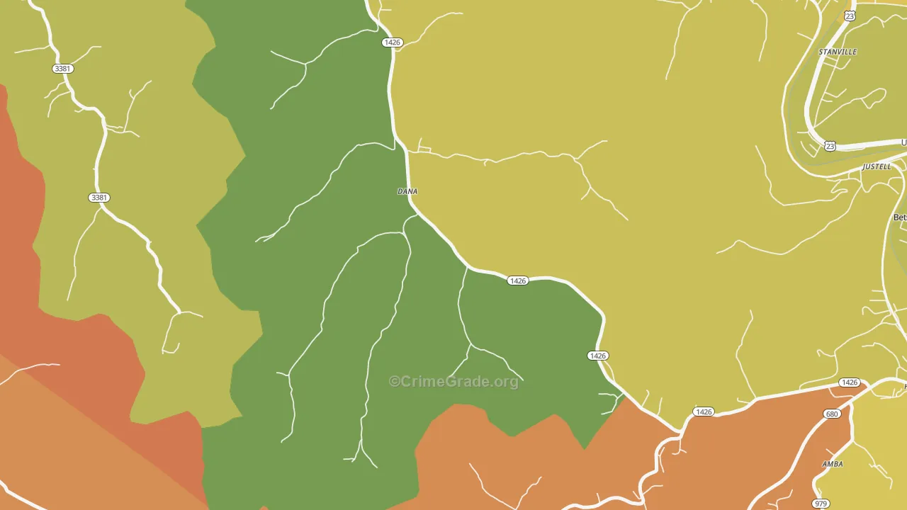 Dana, KY Map of Vandalism Rates