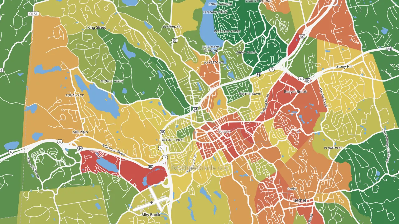 Danbury, CT Map of Vandalism Rates