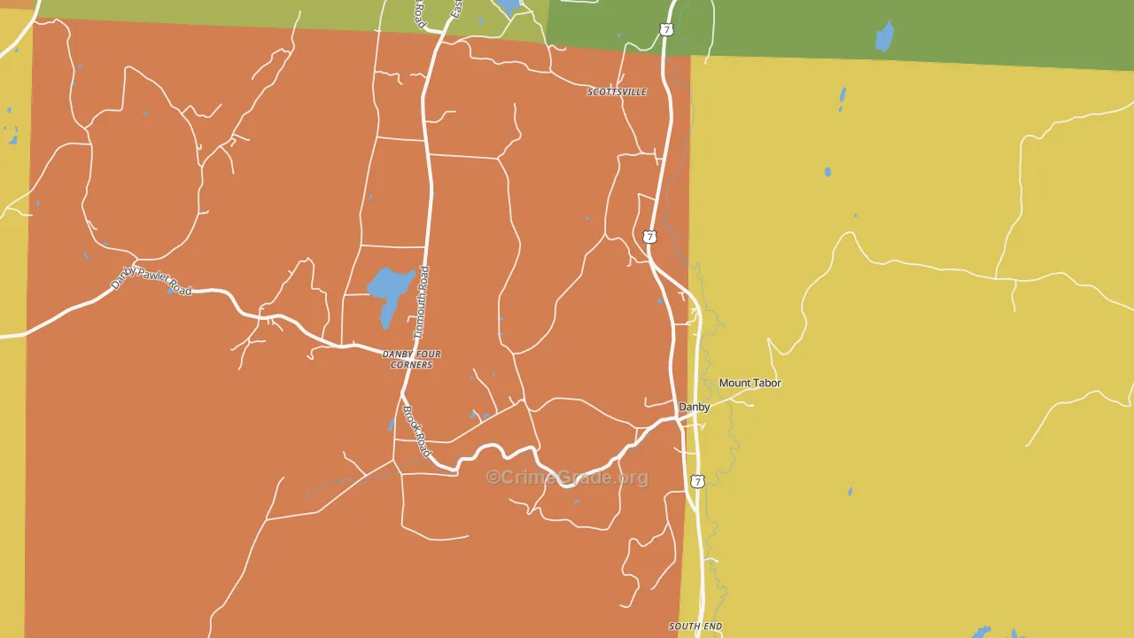 Danby, VT Map of Vandalism Rates