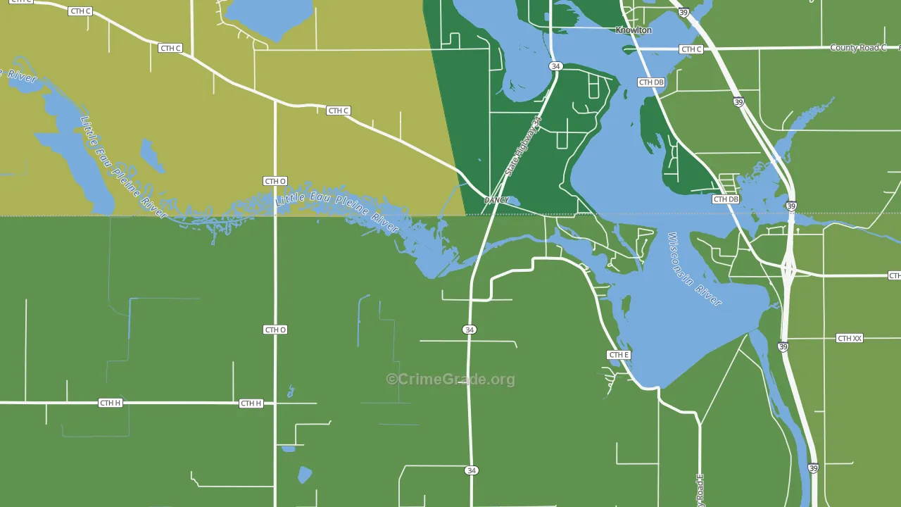Dancy, WI Map of Vandalism Rates