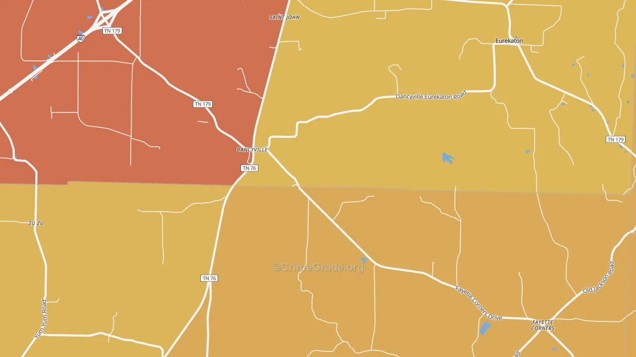 Dancyville, TN Map of Vandalism Rates