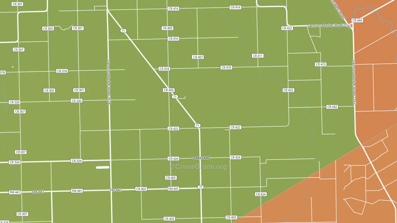 Danevang, TX Map of Vandalism Rates