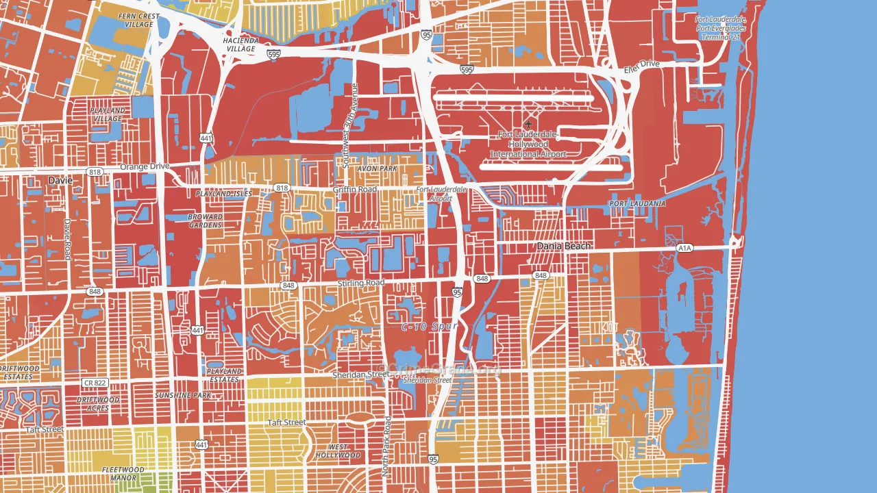 Dania Beach, FL Map of Vandalism Rates