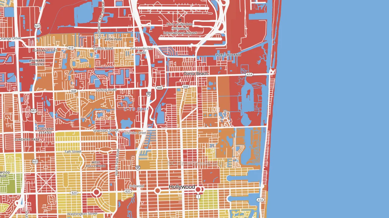Dania, FL Map of Vandalism Rates
