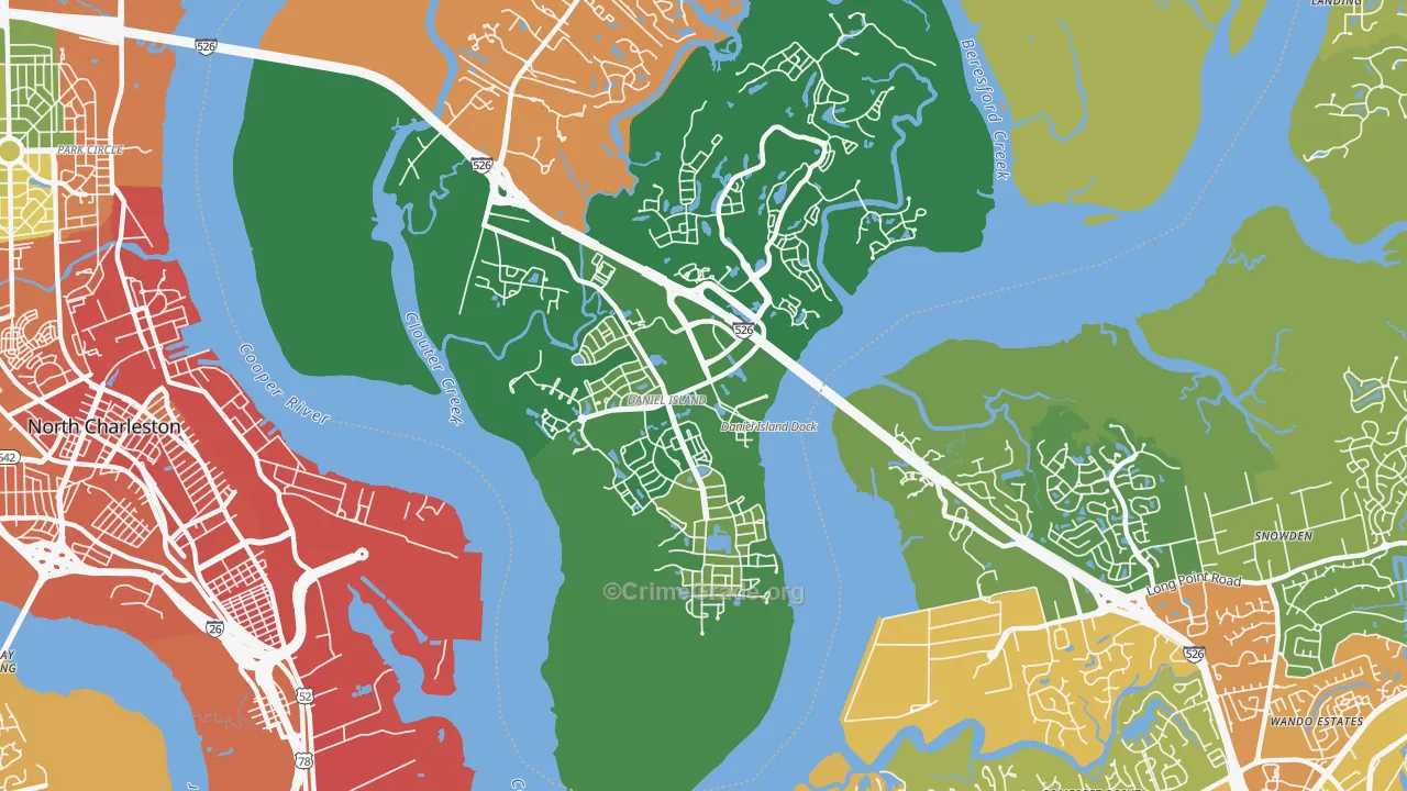 Daniel Island, Charleston, SC Map of Vandalism Rates