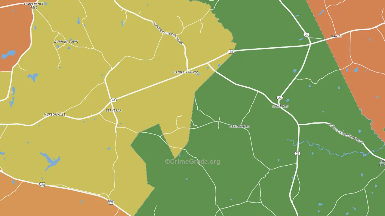 Daniel Springs, GA Map of Vandalism Rates