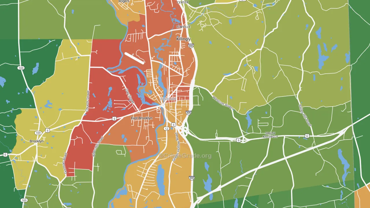 Danielson, CT Map of Vandalism Rates