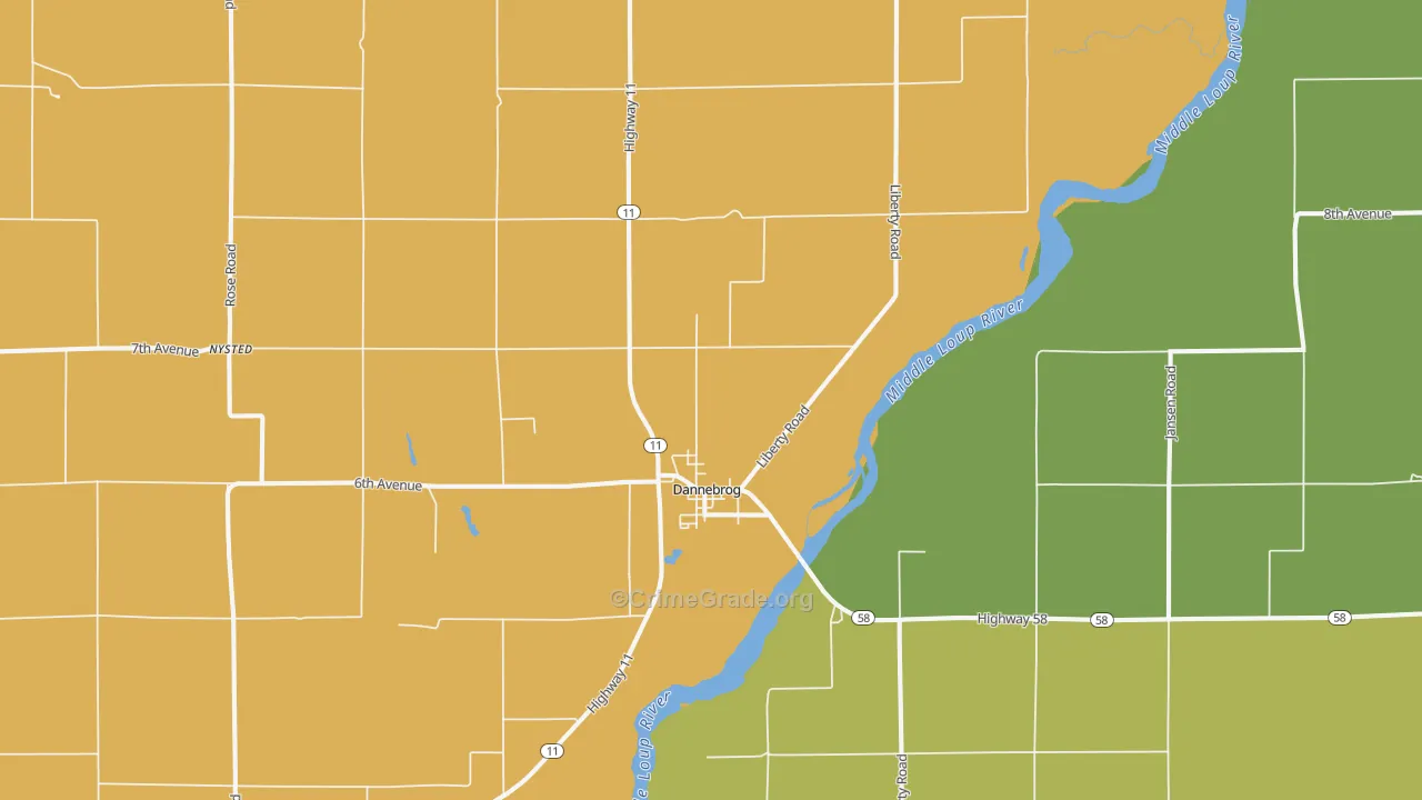 Dannebrog, NE Map of Vandalism Rates