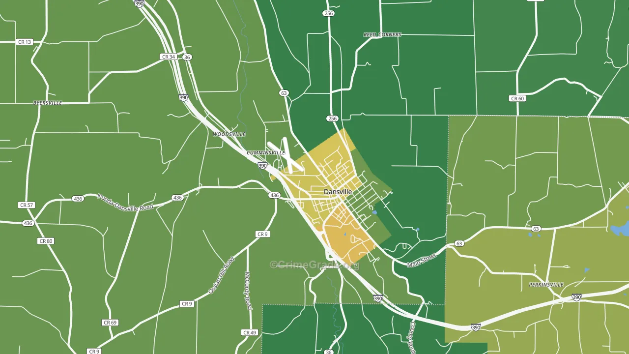 Dansville, NY Map of Vandalism Rates
